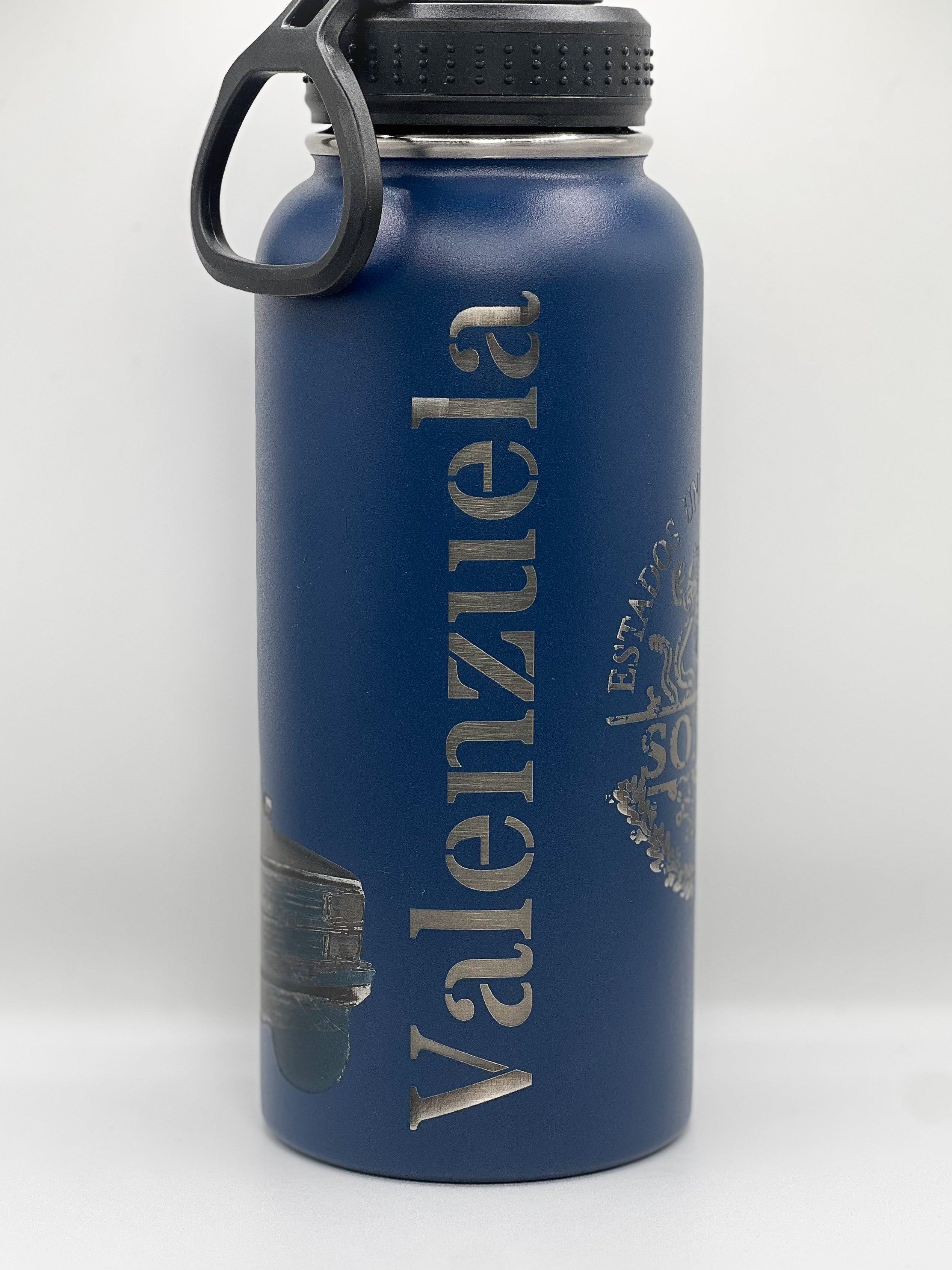 Laser Engraved Portraits on Insulated Water Bottle 32 oz with Straw Lid & Wide Mouth Lids
