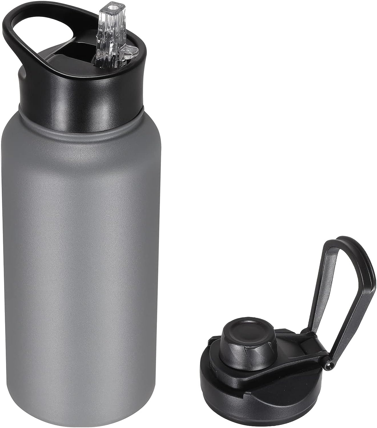 Custom Laser Engraved Insulated Water Bottle 32 oz with Straw Lid & Wide Mouth Lids