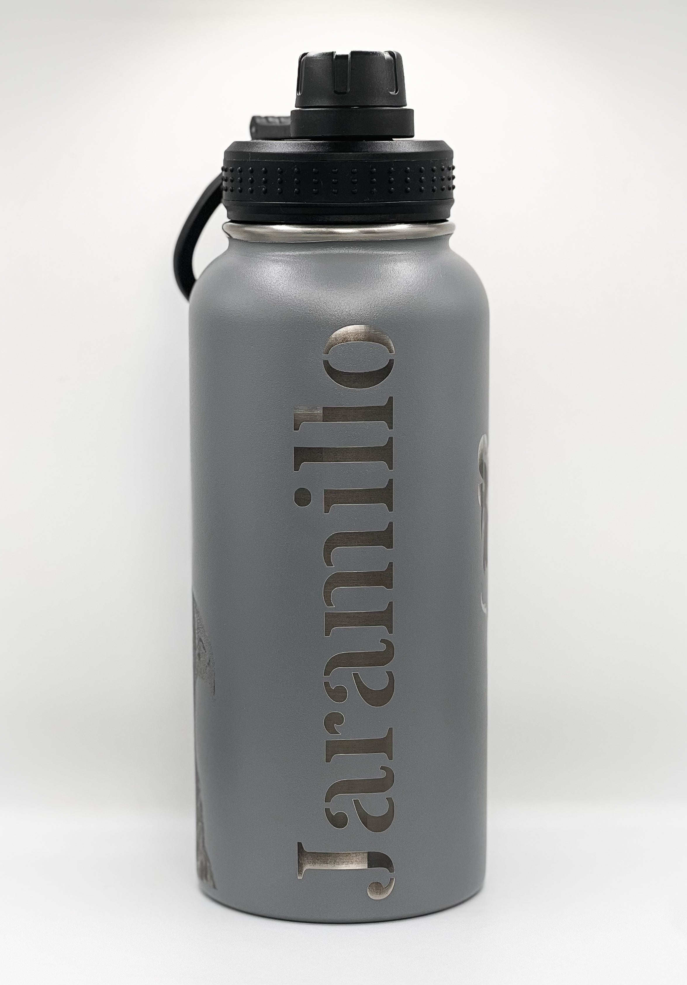 Laser Engraved Portraits on Insulated Water Bottle 32 oz with Straw Lid & Wide Mouth Lids