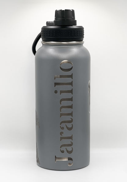 Laser Engraved Portraits on Insulated Water Bottle 32 oz with Straw Lid & Wide Mouth Lids