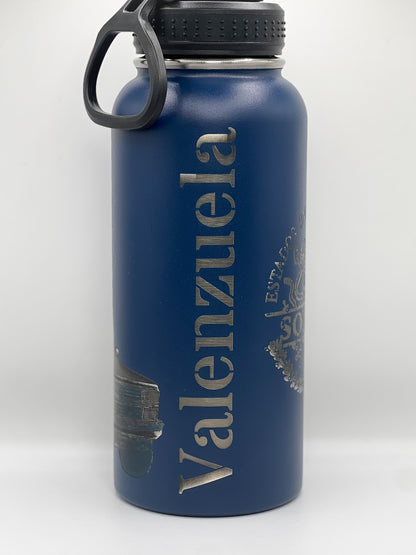 Laser Engraved Portraits on Insulated Water Bottle 32 oz with Straw Lid & Wide Mouth Lids